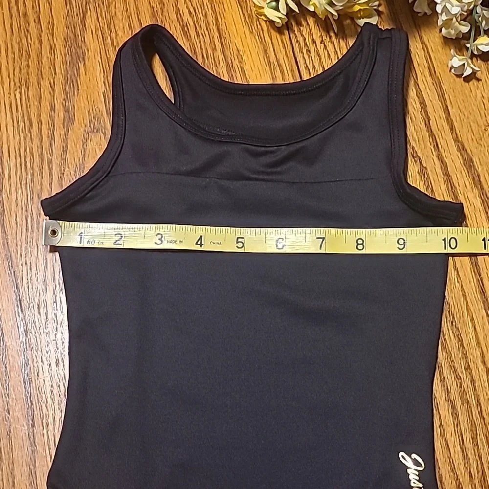 Justice Black Leotard with Gold Logo - Girl's XS
